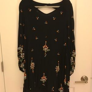 Free People Black Patterned Dress Size XS